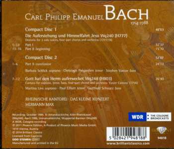 2CD Carl Philipp Emanuel Bach: Die Auferstehung Und Himmelfahrt Jesu WQ 240 Oratorium / Osterkantate WQ 244