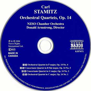 CD Carl Stamitz: Orchestral Quartets, Op. 14