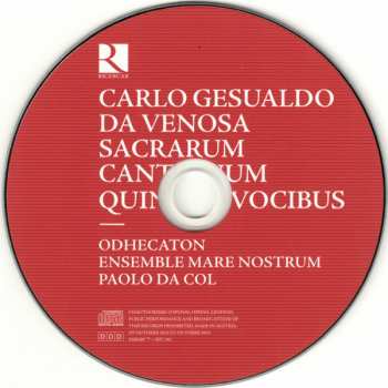CD Carlo Gesualdo: Sacrarum Cantionum Quinque Vocibus