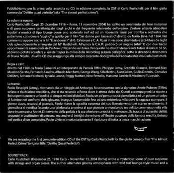 CD Carlo Rustichelli: Delitto Quasi Perfetto (Original Motion Picture Soundtrack)