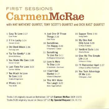 CD Carmen McRae: First Sessions