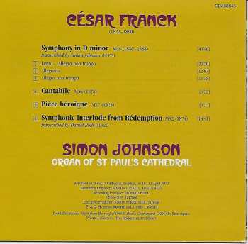 CD César Franck: Organ  Of St Paul's Cathedral, Symphony In D Minor, Cantabile, Pièce Héroïque, Rédemption