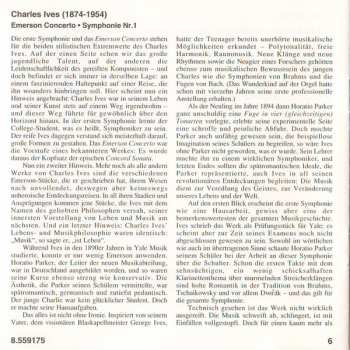 CD Charles Ives: Emerson Concerto • Symphony No. 1