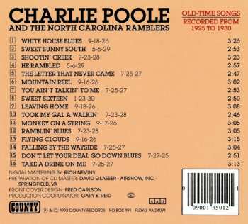 CD Charlie Poole And The North Carolina Ramblers: Old Time Songs Recorded From 1925 - 1930