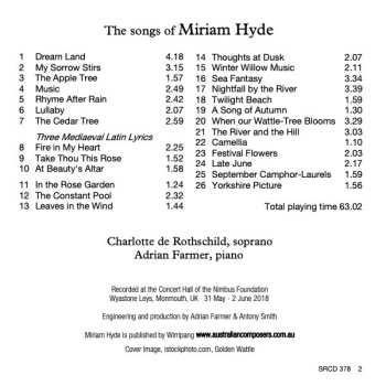 CD Charlotte De Rothschild: The Songs Of Miriam Hyde