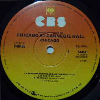 4LP/Coffret Chicago: Chicago At Carnegie Hall