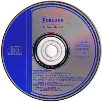 CD Frédéric Chopin: Festival Chopin: Concerto Nº 1 • Etudes • Nocturne • Impromptu • Polonaise • Mazurka