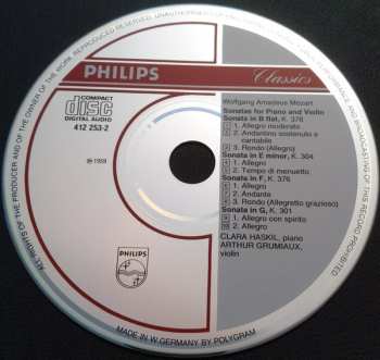 CD Clara Haskil: 4 Sonaten Für Klavier Und Violine KV 301/304/376 & 378 = 4 Sonatas For Piano And Violin