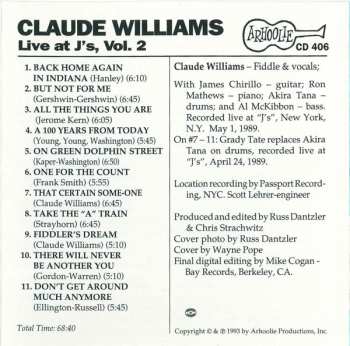 CD Claude Williams: Live At J's - Part 2