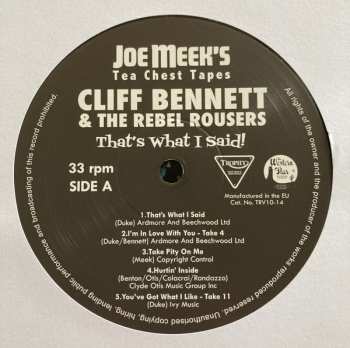 EP Cliff Bennett & The Rebel Rousers: Joe Meek’s Tea Chest Tapes: That's What I Said! LTD