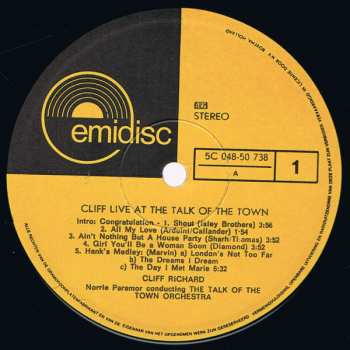LP Cliff Richard: Live At The Talk Of The Town