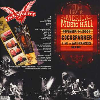 2LP Cock Sparrer: Live - Back In San Francisco 2009 LTD | CLR