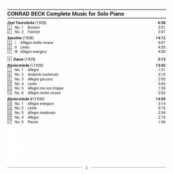 CD Conrad Beck: Complete Music For Solo Piano