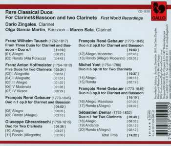 CD Dario Zingales: Rare Classical Duos For Clarinet & Bassoon And Two Clarinets