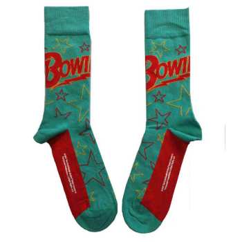 Marchandises David Bowie: David Bowie Unisex Ankle Socks: Stars Outline (green) (uk Size 4 - 7) 36 - 42