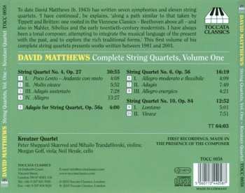 CD David Matthews: Complete String Quartets - Volume One