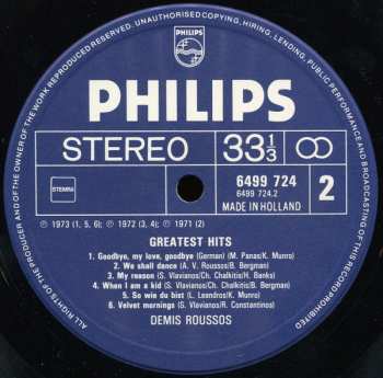LP Demis Roussos: Greatest Hits