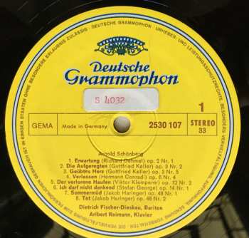 LP Dietrich Fischer-Dieskau: Lieder Der Neuen Wiener Schule . Songs Of The New Vienna School