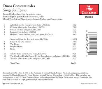 CD Iwona Glinka: Songs For Epirus: Flute Solo & Chamber Music