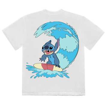 Marchandises Disney: Disney Unisex T-shirt: Stitch Surf (white) (back Print) (small) S