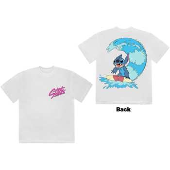 Marchandises Disney: Disney Unisex T-shirt: Stitch Surf (white) (back Print) (small) S