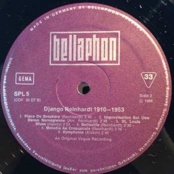 5LP/Coffret Django Reinhardt: 1910 - 1953