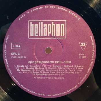 5LP/Coffret Django Reinhardt: 1910 - 1953