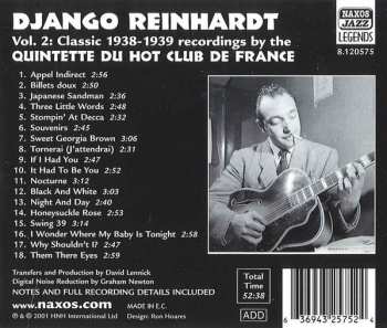 CD Django Reinhardt: Vol. 2:  1938-1939 Classic Recordings By The Quintette Du Hot Club De France