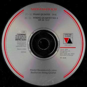 CD Dmitri Shostakovich: Piano Quintet / String Quartet No. 2