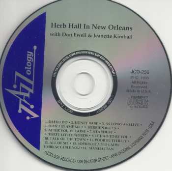 CD Don Ewell: Herb Hall In New Orleans With Don Ewell & Jeanette Kimball