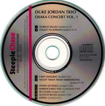 CD Duke Jordan Trio: Osaka Concert Vol. 1