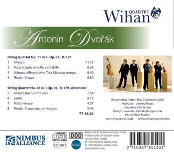 CD Antonín Dvořák: Quartet In F Major, Op.96, 'American' : Quartet In C Major, Op. 61