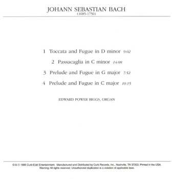 CD E. Power Biggs: Pieces For Organ - BWV 565 · 582 · 541 · 547
