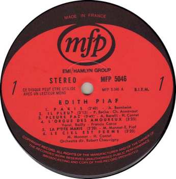 LP Edith Piaf: Edith Piaf