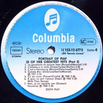 2LP Edith Piaf: Portrait Of Piaf - 25 Of Her Greatest Hits