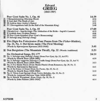 CD Edvard Grieg: Peer Gynt Suites 1 & 2 ● Six Orchestral Songs