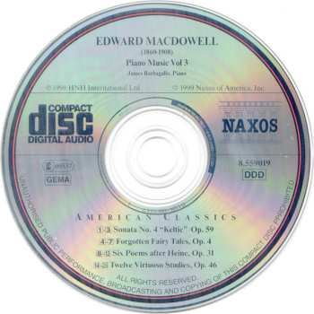 CD Edward MacDowell: Piano Music Vol. 3
