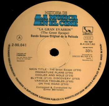LP Elmer Bernstein: La Gran Evasion (The Great Escape) Banda Sonora Original De La Película