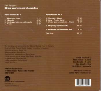 CD Emil Petrovics: String Quartets And Rhapsodies