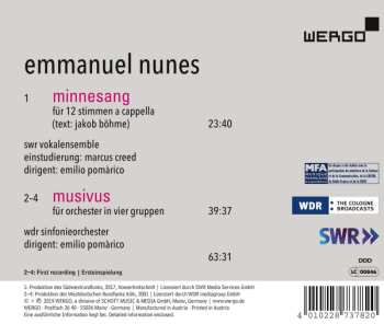 CD Emmanuel Nunes: Minnesang / Musivus