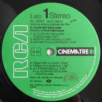 LP Ennio Morricone: Il Clan Dei Siciliani / Città Violenta (Colonne Sonore Originali Dei Film)