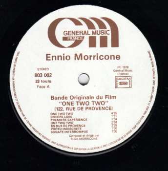 LP Ennio Morricone: One Two Two (122, Rue De Provence) (Bande Originale Du Film)