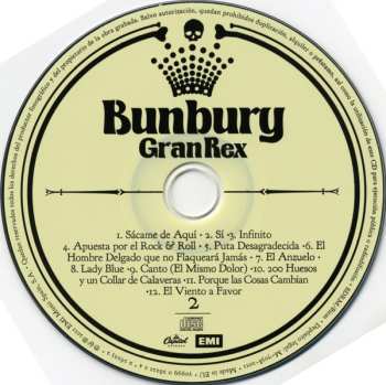 2CD Enrique Bunbury: Gran Rex (Buenos Aires. 3, 4 Y 5 De Noviembre De 2010)