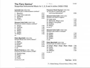 CD Enrico Gatti: Neapolitan Instrumental Music For 1, 2, 3, And 4 Violins
