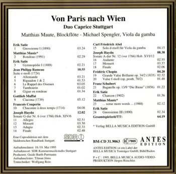 CD Ensemble Caprice: Von Paris nach Wien (Werke aus drei Jahrhunderten für Blockflöte und Viola da gamba)