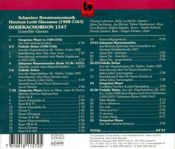 CD Ensemble Glarean: Dodekachordon 1547 Schweizer Renaissancemusik Henricius Loriti Glareanus