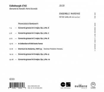 CD Ensemble Marsyas: Edinburgh 1742: Barsanti & Handel, Parte Seconda