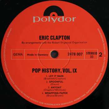 2LP Eric Clapton: Pop History Vol 9