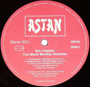 LP Eric Clapton: Too Much Monkey Business
