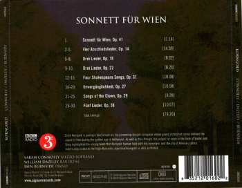CD Erich Wolfgang Korngold: Sonnett für Wien - Songs of Erich Korngold